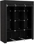 HOMCOM Stoffschrank mit Kleiderstange 8 Ebenen Faltbar Schwarz 125 x 43 x162,5cm