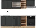 Vicco R-Line K&uuml;chenzeile Anthrazit Landhaus/Goldkraft Eiche 240 cm AP Marmor...