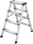 Tectake Doppelseitige Trittleiter 4 Stufen Aluminium Klappbar Rutschfest 43 x 72 5