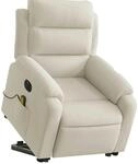 vidaXL Massagesessel mit Aufstehhilfe Elektrisch Creme Samt 3205134