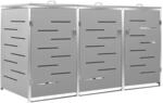 DELUKE 3er M&uuml;lltonnenbox JAGU Edelstahl Grau 115x207x77,5cm...