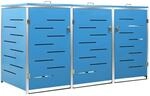 DELUKE 3er M&uuml;lltonnenbox JAGU Edelstahl Blau 115x207x77,5cm...