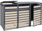 PROREGAL M&uuml;lltonnenbox 3er/6er XL 117x215x98cm Metall 95kg Anthrazit...