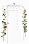 Relaxdays Rosenpavillon Metall Wei&szlig; mit Haken 290 cm x 206 cm x 206 cm