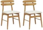 vidaXL Esszimmerstuhl 2 Stk Natur und Hell Massives Gummiholz 42020518