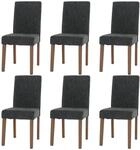 MCW Esszimmerstuhl Littau Chenille 6er-Set Dunkelgrau Naturfarbene Beine
