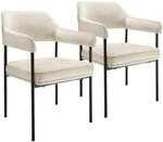 Tectake Armlehnstuhl Do&eacute; Gepolstert Durchgehende Lehne 2Er Set 62 x 58 x 85 cm