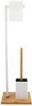 MSV WC-Garnitur Bambus und Edelstahl 22 cm x 18 cm x 69,5 cm Wei&szlig;-Braun