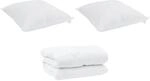 vidaXL Winterbettdecke mit Kissen 3-Tlg Wei&szlig; Mikrofaser 3377829