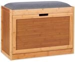 Relaxdays Schuhbank Bambus Grau Verstellbar 49 cm x 63 cm x 29,5 cm 7,5 kg