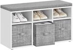 Songmics Schuhbank Custos 6 F&auml;cher 3 Ablagen Wei&szlig;-Grau
