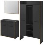 Inn.Furn Garderoben-Set 3-teilig Salud in Grau und Nox Eiche 215 x 189 cm Salud