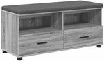 vidaXL Flurbank mit Kissen mit Regal Graues Sonoma 100 x 38 x 46 cm 891469