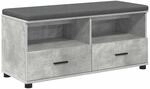 vidaXL Flurbank mit Kissen mit Schubladen Betongrau 100 x 38 x 46 cm 891467