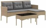 vidaXL Gartensofa-Set mit Kissen 2-Tlg Poly-Rattan 4103806
