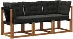 vidaXL Outdoor Mittel- und Ecksofa mit Kissen 3 St&uuml;ck Natur 900623