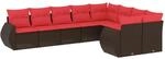 vidaXL 9-Tlg Gartensofa-Set mit Kissen Braun Polyrattan 3221843