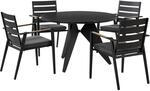 Beliani Gartentisch Set OLMETTO/TAVIANO Schwarz Grau Heller Holzfarbton...