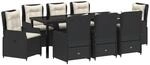 vidaXL Garten Essgruppe 9-Tlg Schwarz Poly Rattan 3380945