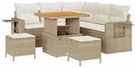 vidaXL Gartensofa-Set mit Kissen 9 Stk Beige und Creme Poly-Rattan 3363691