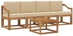 vidaXL Outdoor-Sofagarnitur mit Kissen 5 Stk Natur und Beige 3365991