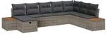 vidaXL Gartensofa-Set mit Kissen mit Speicher Grau Poly-Rattan 3360988