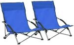 vidaXL Klappbare Strandst&uuml;hle 2 Stk Blau Stoff 312488