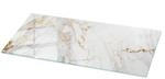 Tulup Tischplatte Edler Marmor mit Adern Glas f&uuml;r Tischplatte 125x50 cm Wei&szlig;
