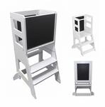 Relaxdays Lernturm MDF Wei&szlig; H&ouml;henverstellbar Mit Kreidetafel Kippschutz 86 cm x 40