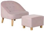HOMCOM Kindersessel mit Fu&szlig;hocker Samtoptik Rosa 51 x 51 x 50 cm