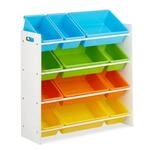 Relaxdays Kinderregal mit Regalboxen MDF Kunststoff Metall Blau Gr&uuml;n Orange Gelb 88