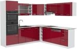Vicco R-Line Eckk&uuml;che Bordeaux Hochglanz/Wei&szlig; 237 x 60 cm ohne Arbeitsplatte...
