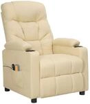 vidaXL Massagesessel Elektrisch Creme Stoff 3098836