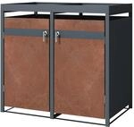 Ml-Design M&uuml;lltonnenbox 2er Pflanzdach 132x80x124 cm Anthrazit-Rost