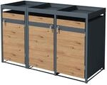 Ml-Design M&uuml;lltonnenbox 3er Pflanzdach 200 cm Anthrazit-Holzoptik