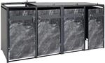 PROREGAL M&uuml;lltonnenbox 4er 117x264x80cm Anthrazit Marmor-Optik Dunkel