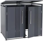 MCW 2er-M&uuml;lltonnenverkleidung Q76 Metall 116x132x89cm 53kg Anthrazit