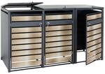 PROREGAL M&uuml;lltonnenbox 3er 117x200x80cm Anthrazit Gold Schlitzoptik