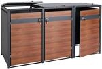 PROREGAL M&uuml;lltonnenbox 3er 117x200x80cm Anthrazit Kirsche-Holzoptik Dunkelbraun