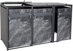 PROREGAL M&uuml;lltonnenbox 3er 117x200x80cm Anthrazit Marmor-Optik Dunkel
