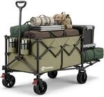 Sekey Faltbarer Bollerwagen mit Ausklappbare Heckklappe 240L 150KG Olivgr&uuml;n