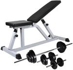 vidaXL Hantelbank mit Langhantel und Kurzhantel Set 30,5 kg 275350