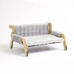 Relaxdays Katzenbett Holz Polyester Grau Erh&ouml;ht Rutschfest Pl&uuml;sch 28,5 cm x 53 cm x