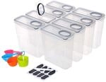 Relaxdays Vorratsdosen Set Kunststoff Transparent Schwarz Luftdicht 8-teilig 25 cm x