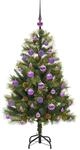 vidaXL K&uuml;nstlicher Klapp-Weihnachtsbaum mit Tannenzapfen Gr&uuml;n 120 cm 3395077