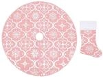 vidaXL Luxus-Weihnachtsbaumdecke mit Socke Rosa 150 cm Stoff