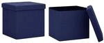 vidaXL Hocker mit Stauraum 2 Stk Blau Leinenoptik 338776