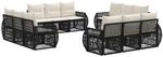 vidaXL Gartensofa-Set 12-Tlg Schwarz und Cremewei&szlig; Poly-Rattan 3435367