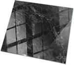 Tulup Tischplatte Ge&auml;dertes Marmormuster Tischplatte aus Glas 60x60 cm Schwarz