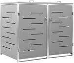 DELUKE 2er M&uuml;lltonnenbox JAGU Edelstahl Grau 115,5x138x77,5cm...